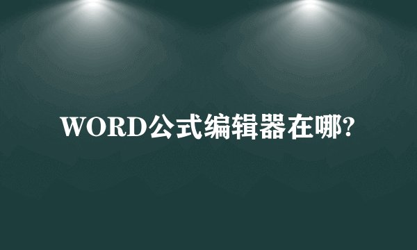 WORD公式编辑器在哪?