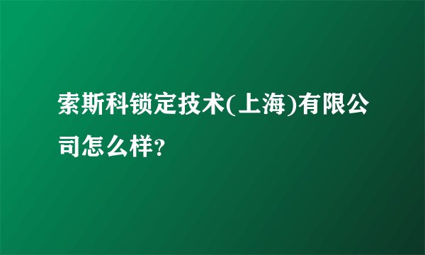 索斯科锁定技术(上海)有限公司怎么样?