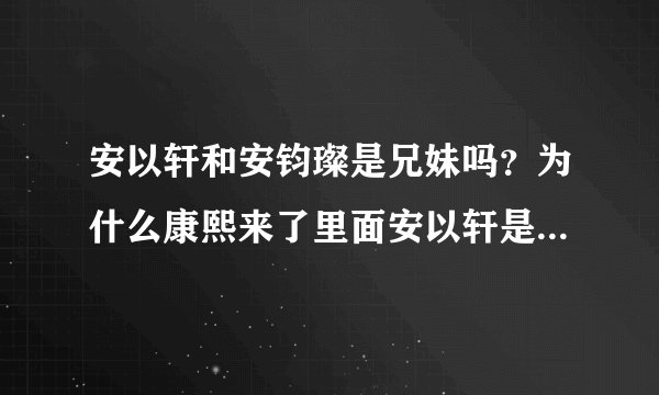 安以轩和安钧璨是兄妹吗？为什么康熙来了里面安以轩是说我弟弟想跟舒淇拍照？