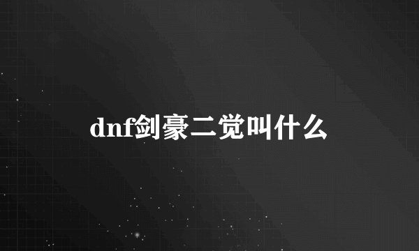 dnf剑豪二觉叫什么