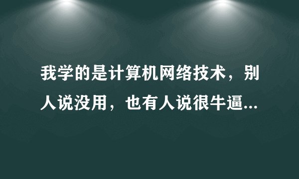 我学的是计算机网络技术，别人说没用，也有人说很牛逼，到底谁说的是真的？这个专业到底好不好？难学吗？