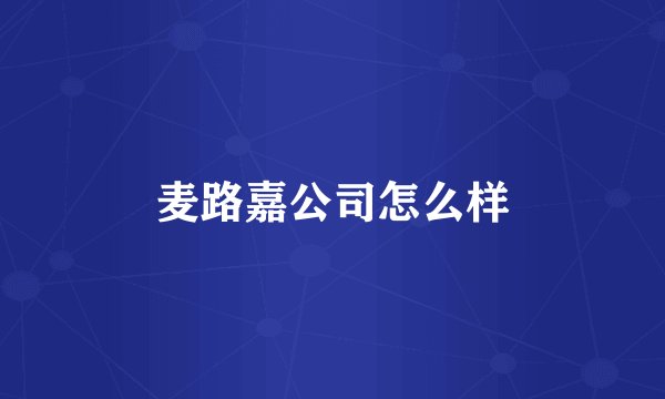 麦路嘉公司怎么样