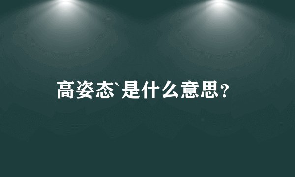 高姿态`是什么意思？