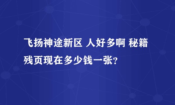 飞扬神途新区 人好多啊 秘籍残页现在多少钱一张？