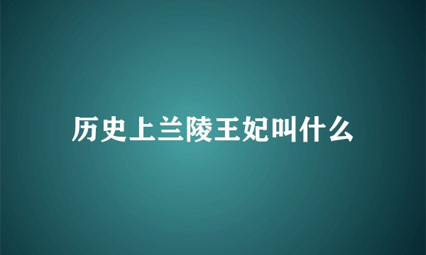 历史上兰陵王妃叫什么