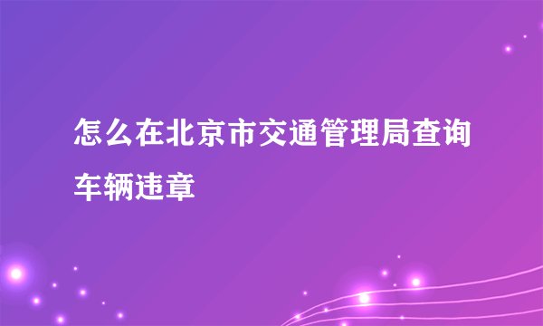 怎么在北京市交通管理局查询车辆违章