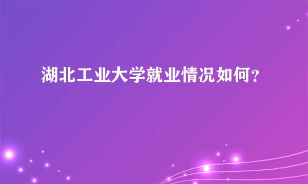 湖北工业大学就业情况如何？