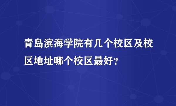 青岛滨海学院有几个校区及校区地址哪个校区最好？