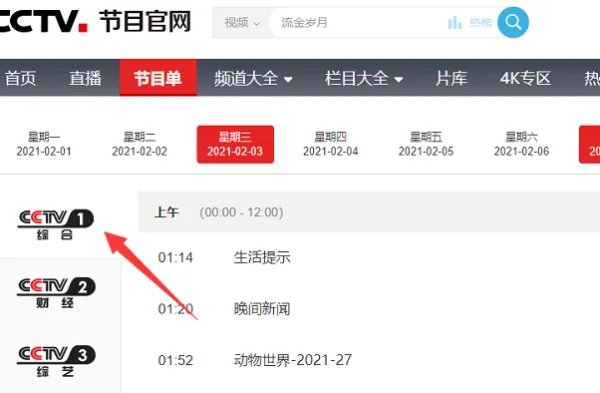 中央一套电视台节目表查询