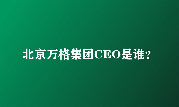 北京万格集团CEO是谁？