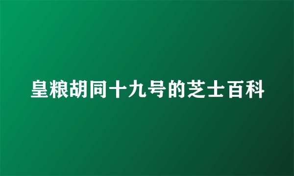 皇粮胡同十九号的芝士百科