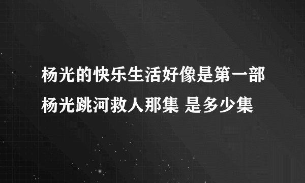 杨光的快乐生活好像是第一部杨光跳河救人那集 是多少集