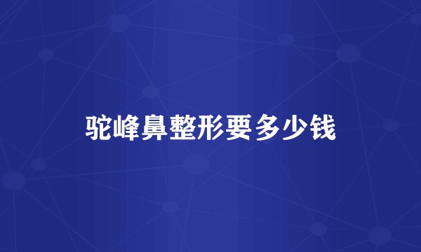 驼峰鼻整形要多少钱
