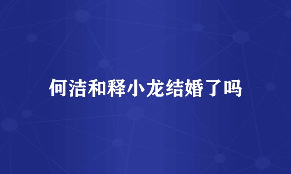 何洁和释小龙结婚了吗
