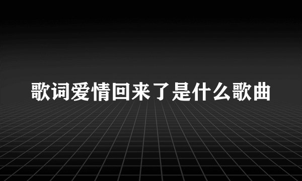 歌词爱情回来了是什么歌曲