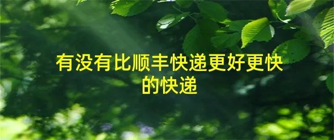 有没有比顺丰快递更好更快的快递