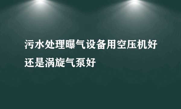 污水处理曝气设备用空压机好还是涡旋气泵好