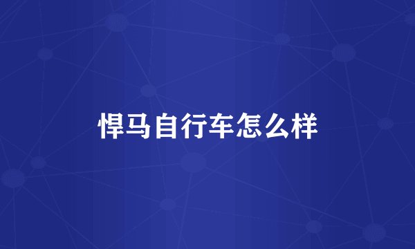 悍马自行车怎么样