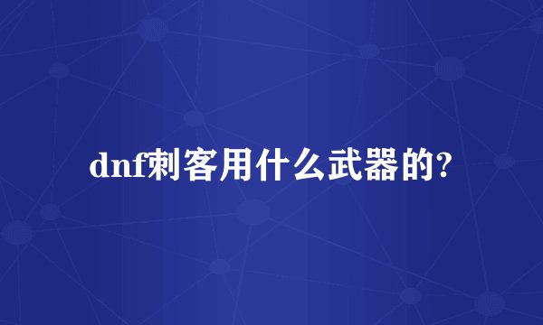 dnf刺客用什么武器的?