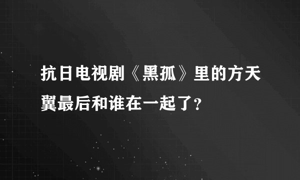 抗日电视剧《黑孤》里的方天翼最后和谁在一起了？