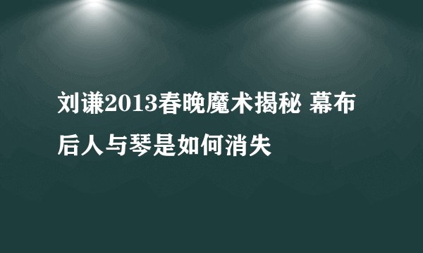 刘谦2013春晚魔术揭秘 幕布后人与琴是如何消失