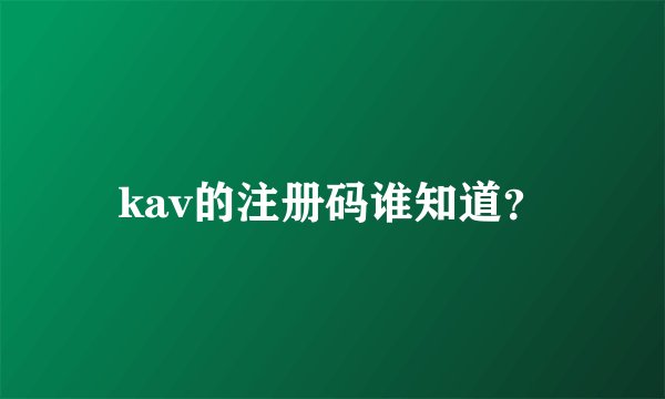 kav的注册码谁知道？