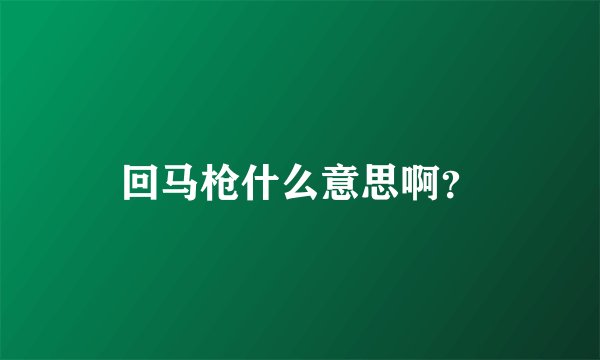 回马枪什么意思啊？