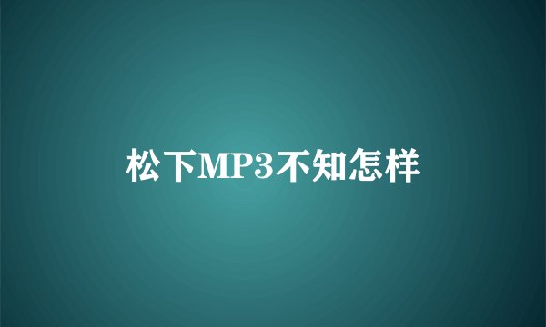 松下MP3不知怎样