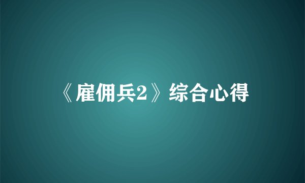 《雇佣兵2》综合心得
