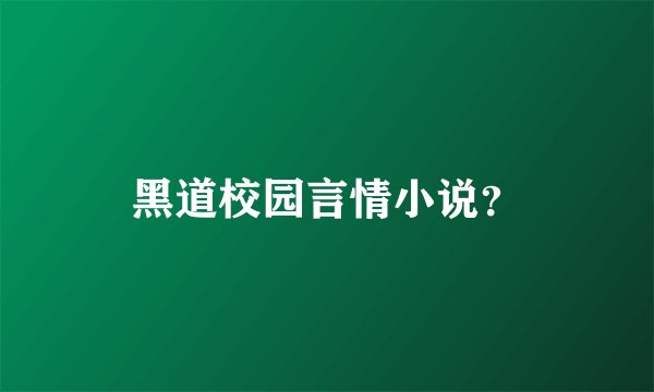 黑道校园言情小说？