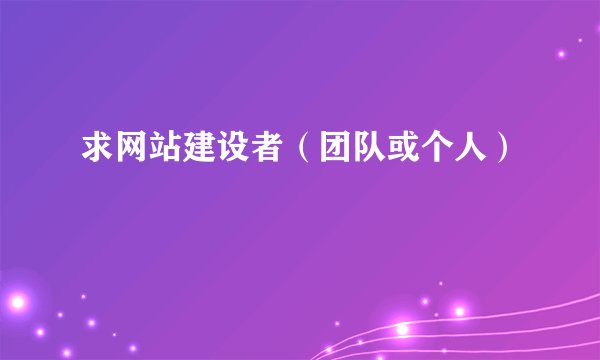 求网站建设者（团队或个人）