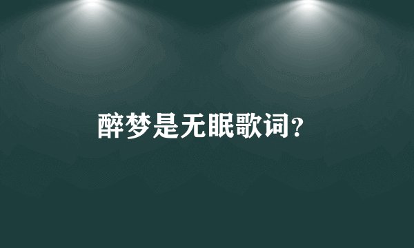 醉梦是无眠歌词？