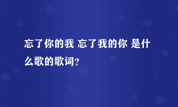 忘了你的我 忘了我的你 是什么歌的歌词？