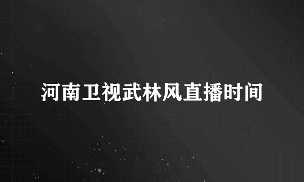河南卫视武林风直播时间
