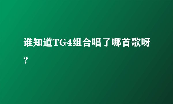 谁知道TG4组合唱了哪首歌呀？