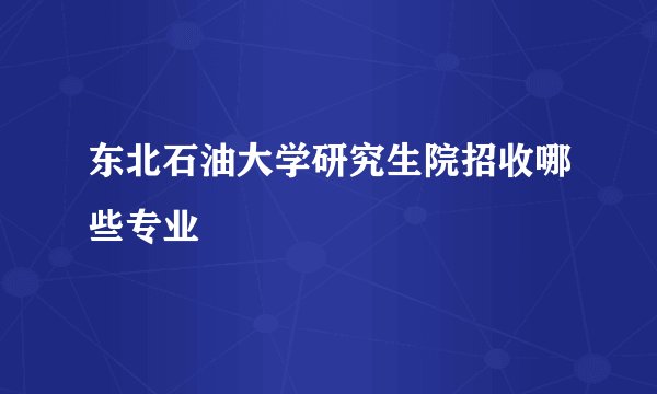 东北石油大学研究生院招收哪些专业