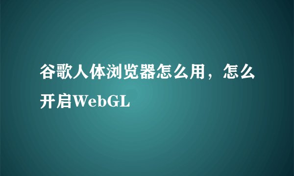 谷歌人体浏览器怎么用，怎么开启WebGL