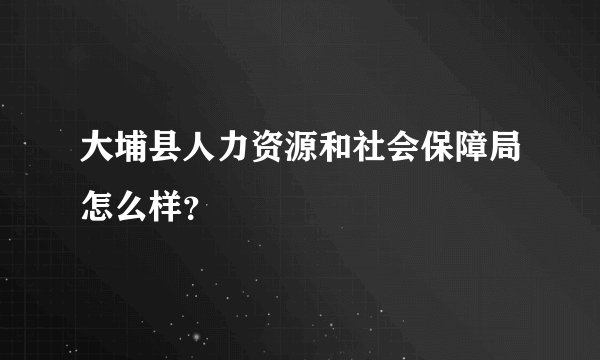 大埔县人力资源和社会保障局怎么样？