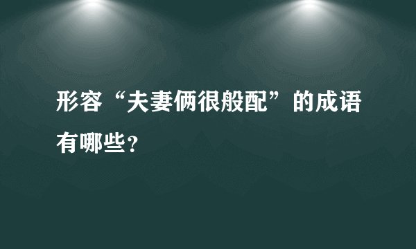 形容“夫妻俩很般配”的成语有哪些？