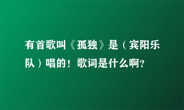 有首歌叫《孤独》是(宾阳乐队)唱的!歌词是什么啊?