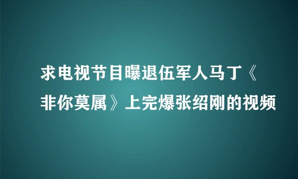 求电视节目曝退伍军人马丁《非你莫属》上完爆张绍刚的视频