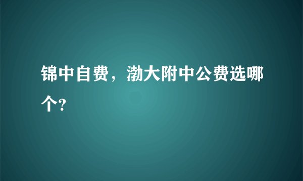 锦中自费，渤大附中公费选哪个？