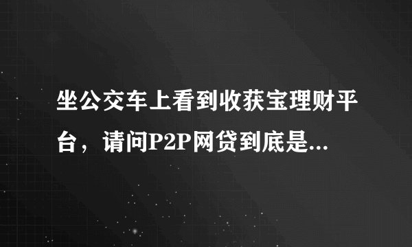 坐公交车上看到收获宝理财平台，请问P2P网贷到底是做什么的啊？