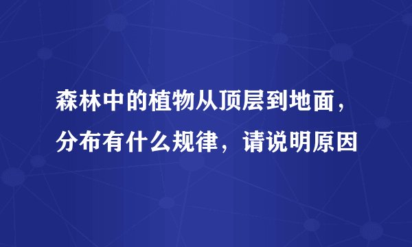 森林中的植物从顶层到地面，分布有什么规律，请说明原因