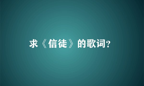 求《信徒》的歌词？