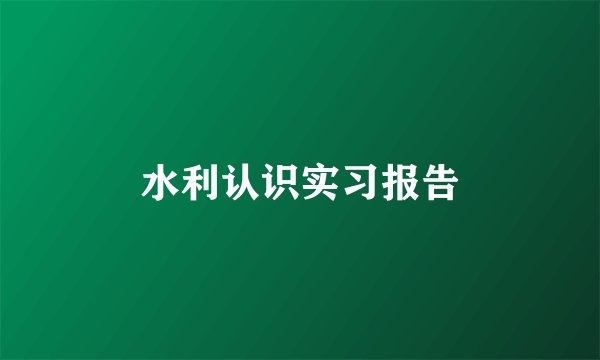 水利认识实习报告