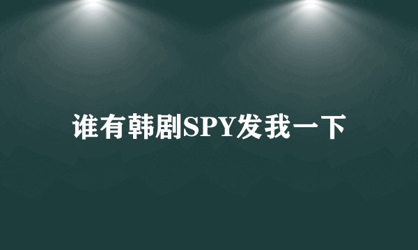 谁有韩剧SPY发我一下