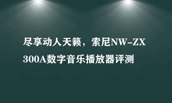 尽享动人天籁，索尼NW-ZX300A数字音乐播放器评测