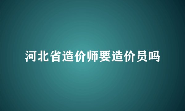 河北省造价师要造价员吗