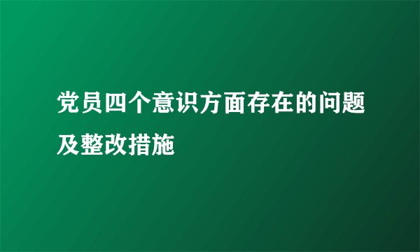 党员四个意识方面存在的问题及整改措施